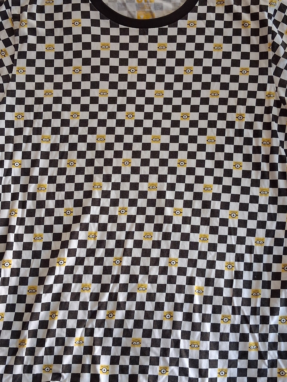 Mens Minion Black And White Checkered Shirt.